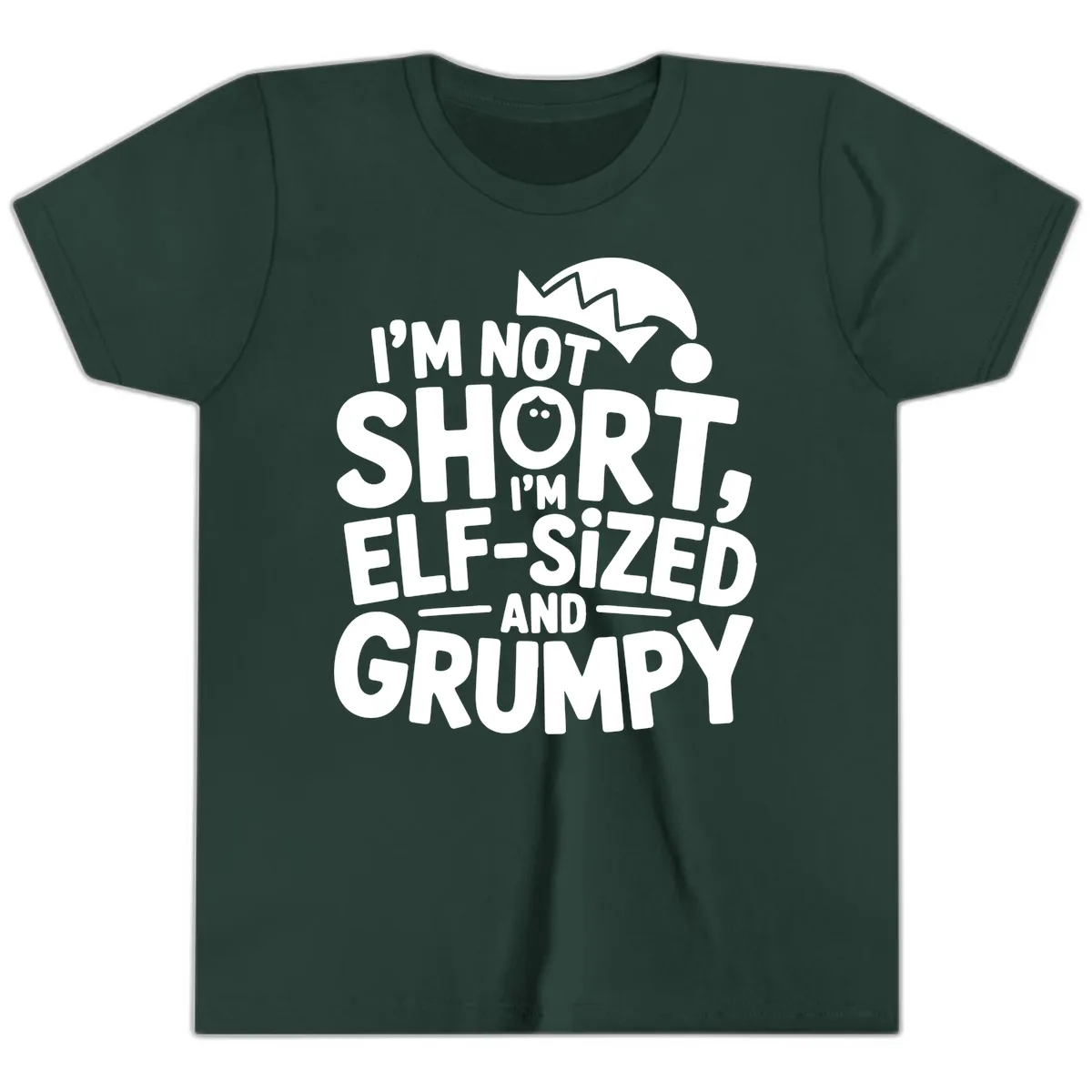 Elf-Sized And Grumpy Youth T-Shirt in Forest