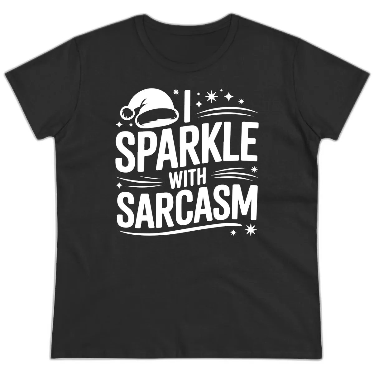 I Sparkle With Sarcasm Christmas Ladies Tee in Black