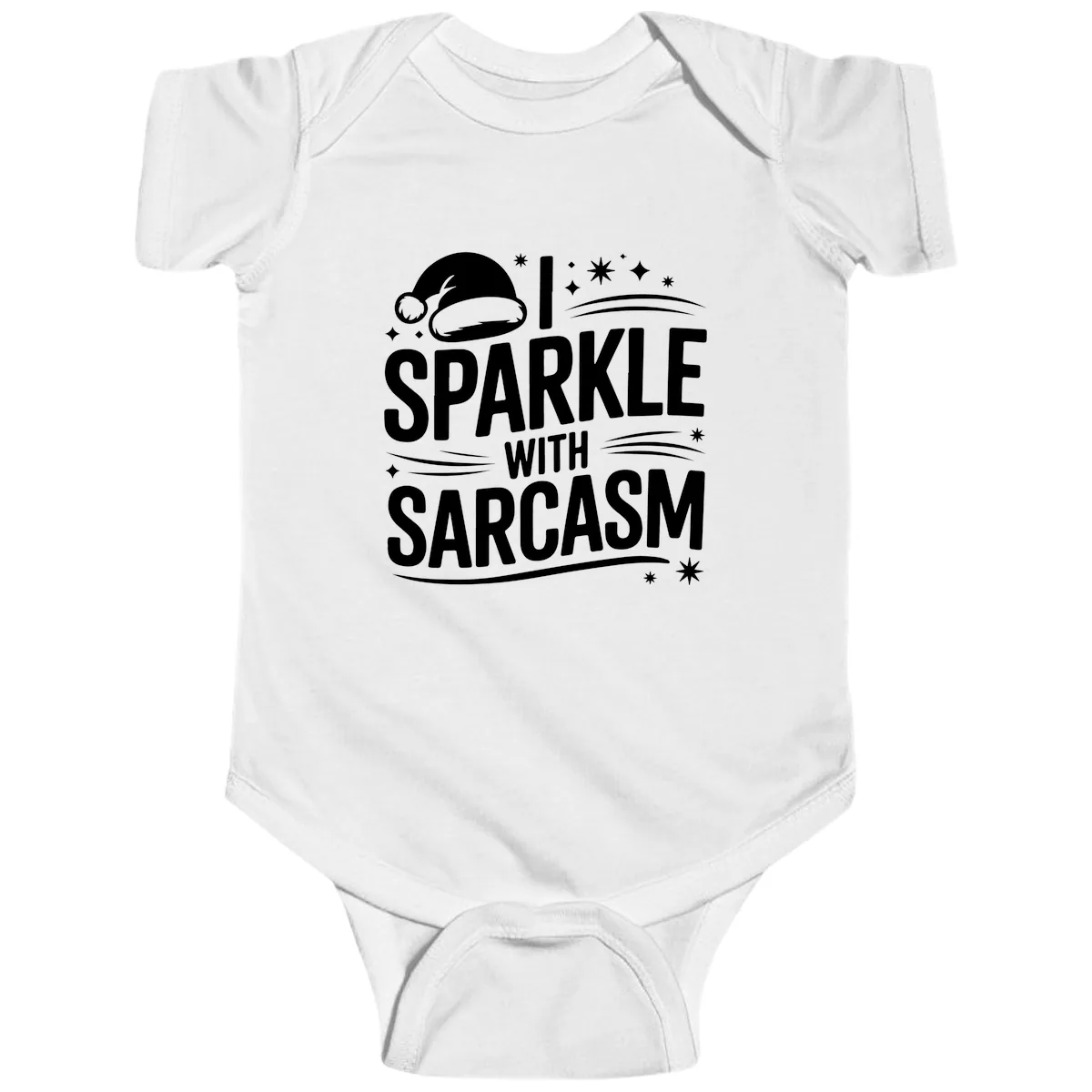 I Sparkle With Sarcasm Christmas Baby Onesie in White