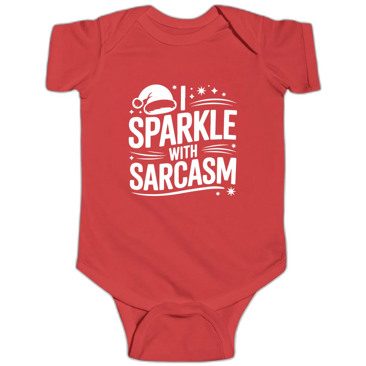 I Sparkle With Sarcasm Christmas Baby Onesie in Red