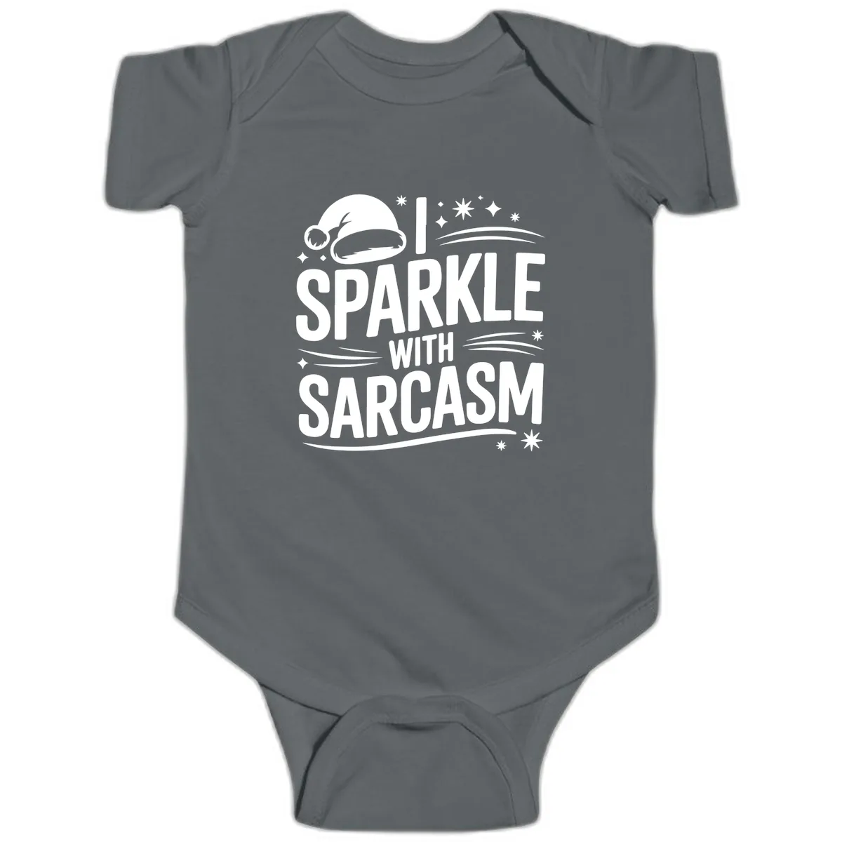 I Sparkle With Sarcasm Christmas Baby Onesie in Charcoal