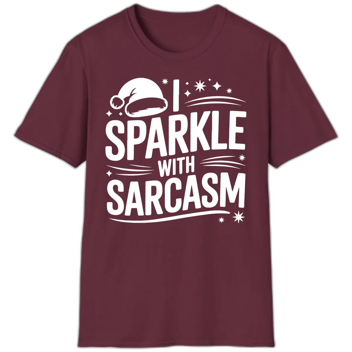 I Sparkle With Sarcasm Christmas T-Shirt in Maroon