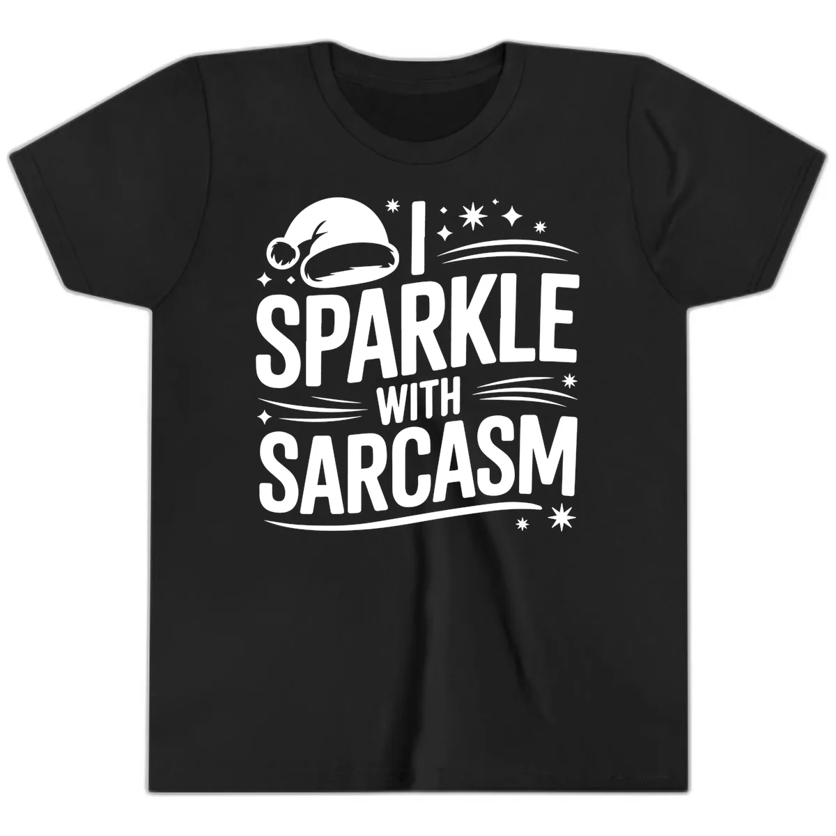 I Sparkle With Sarcasm Christmas Youth T-Shirt in Black