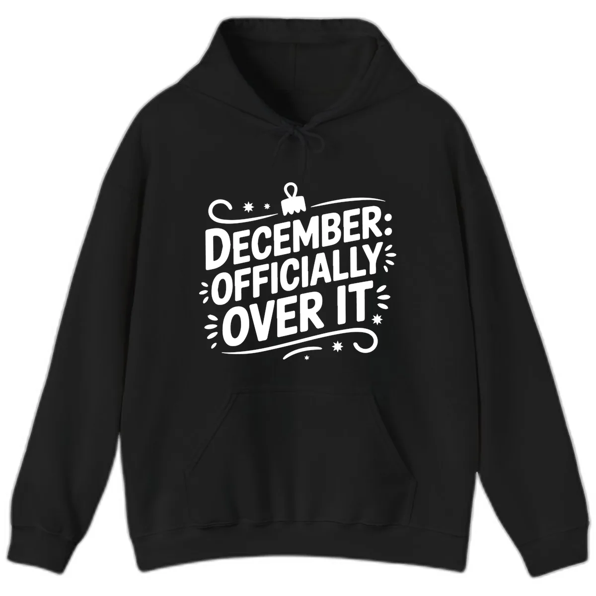 December Officially Over It Typography Hoodie in Black