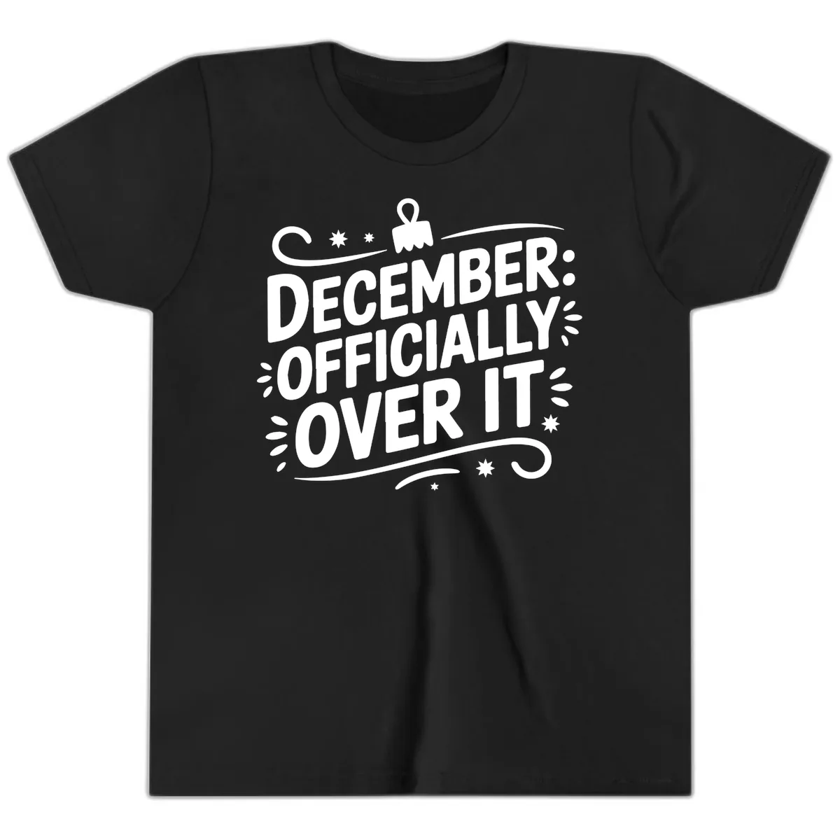 December Officially Over It Typography Youth T-Shirt in Black