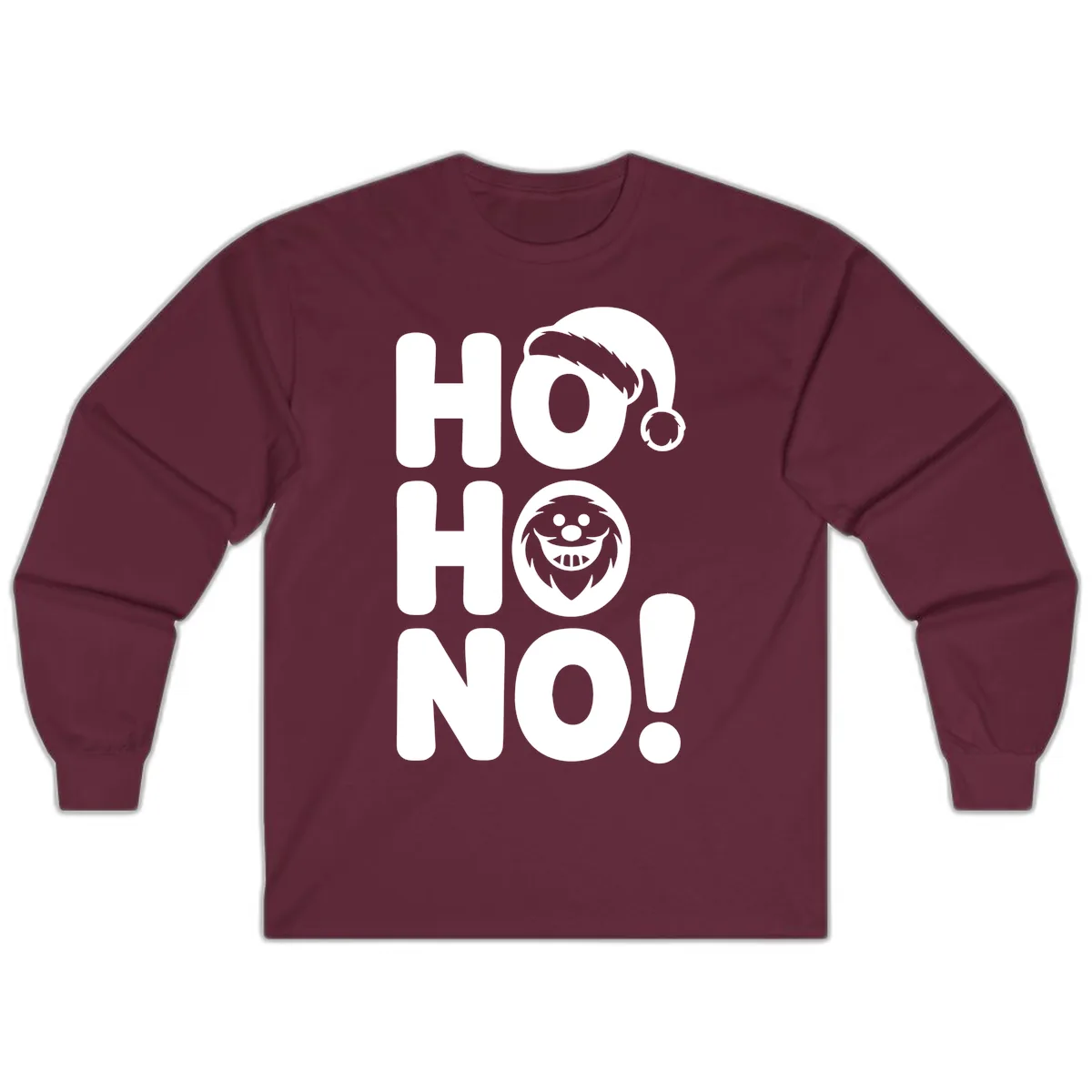 Ho Ho No Graphic Long Sleeve in Maroon