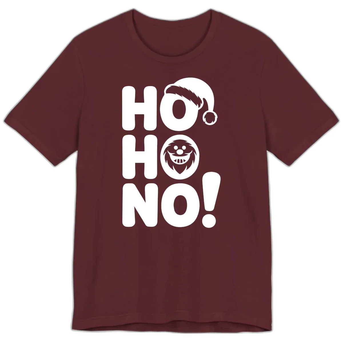 Ho Ho No Graphic Premium T-Shirt in Maroon