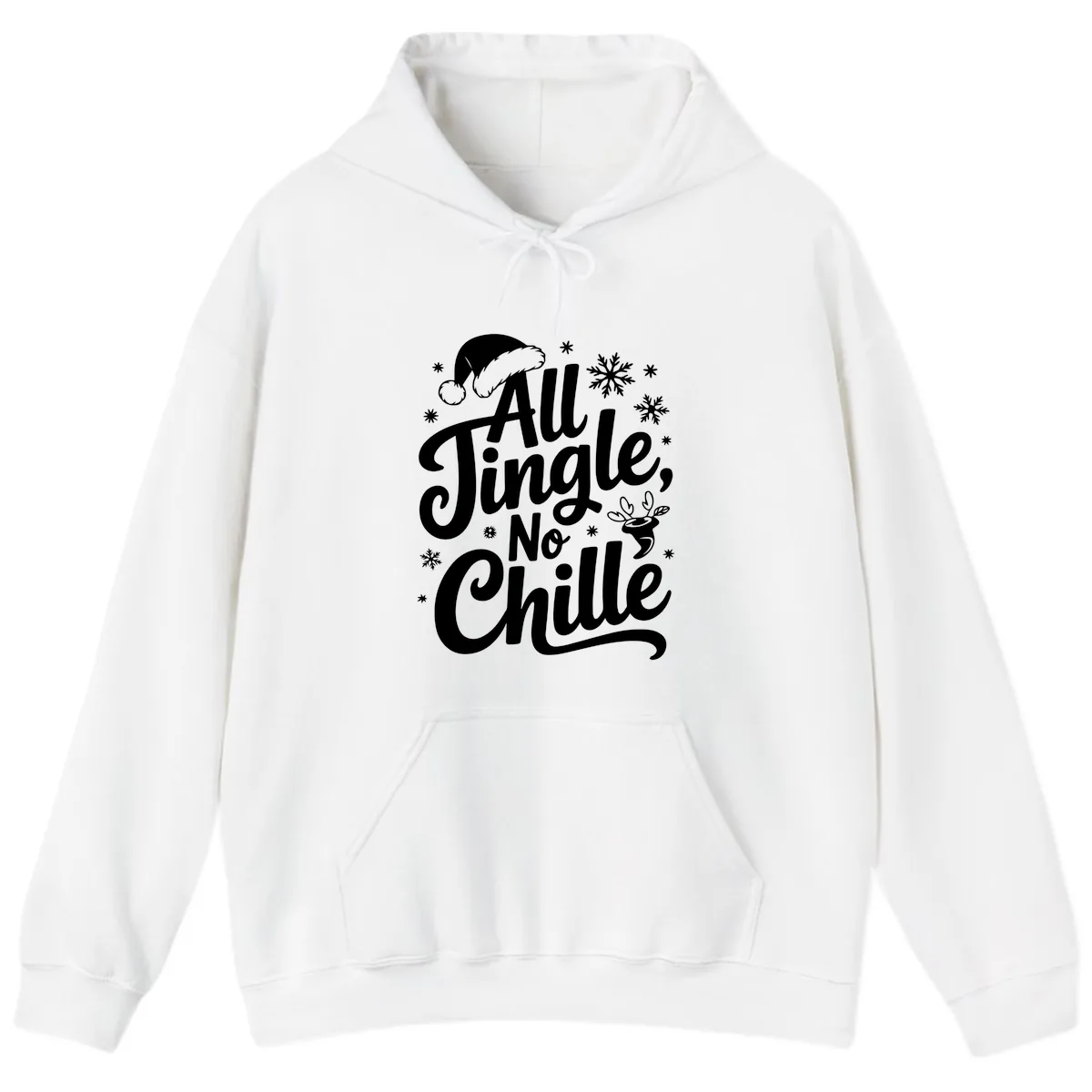 All Jingle No Chille Christmas Phrase Hoodie in White