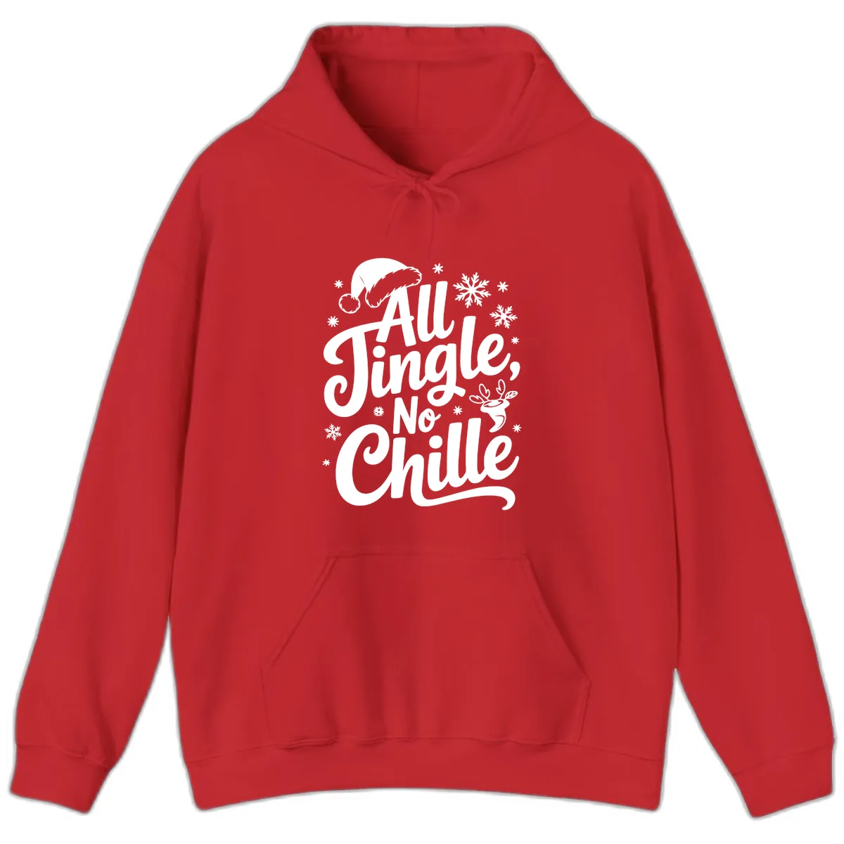 All Jingle No Chille Christmas Phrase Hoodie in Red