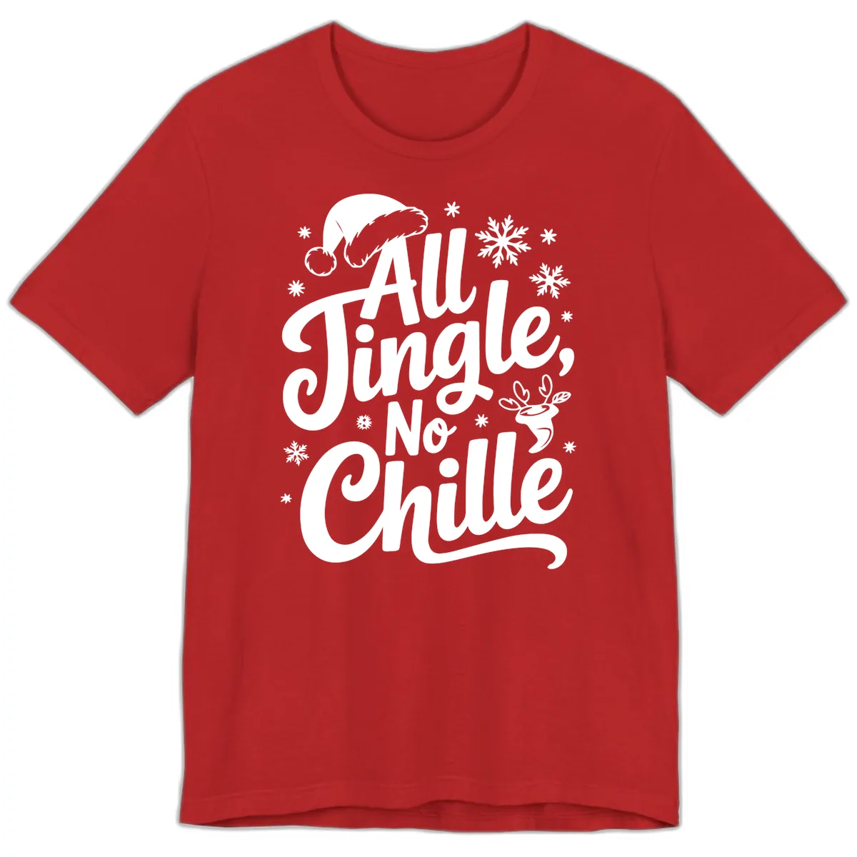 All Jingle No Chille Christmas Phrase Premium T-Shirt in Red