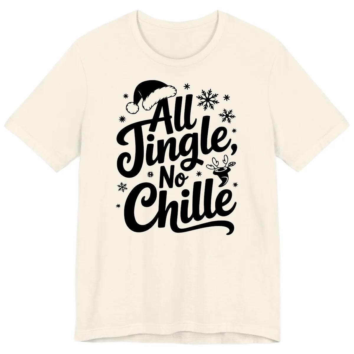 All Jingle No Chille Christmas Phrase Premium T-Shirt in Natural