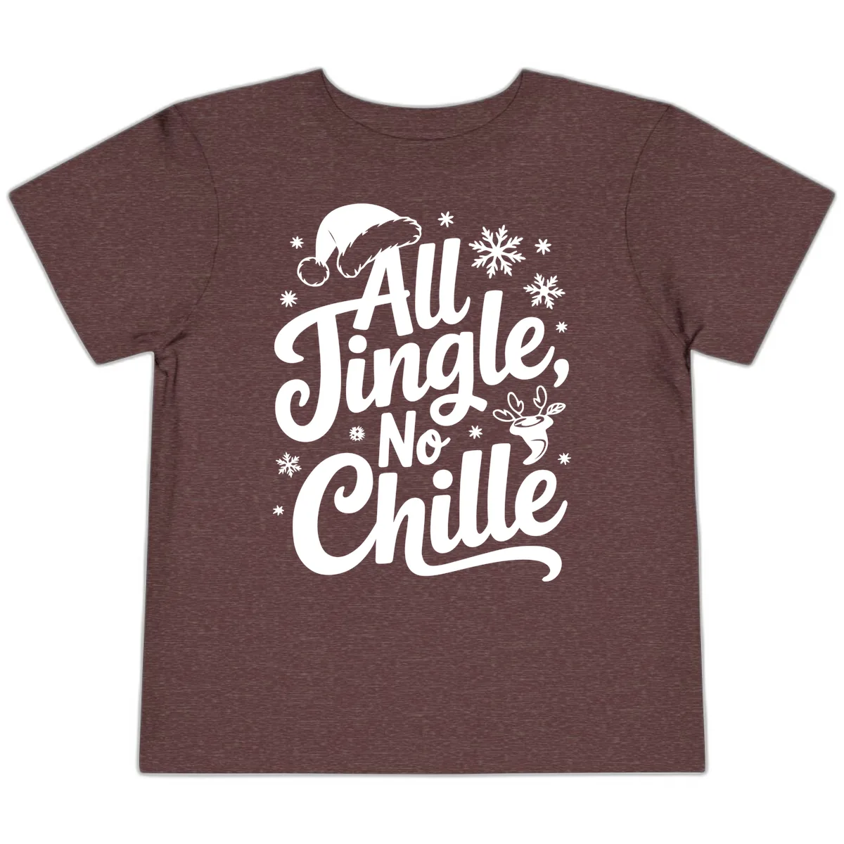 All Jingle No Chille Christmas Phrase Toddler T-Shirt in Heather Maroon