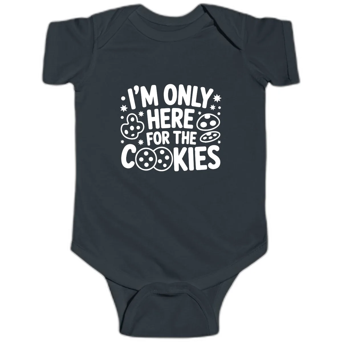 I'm Only Here For The Cookies Baby Onesie in Black
