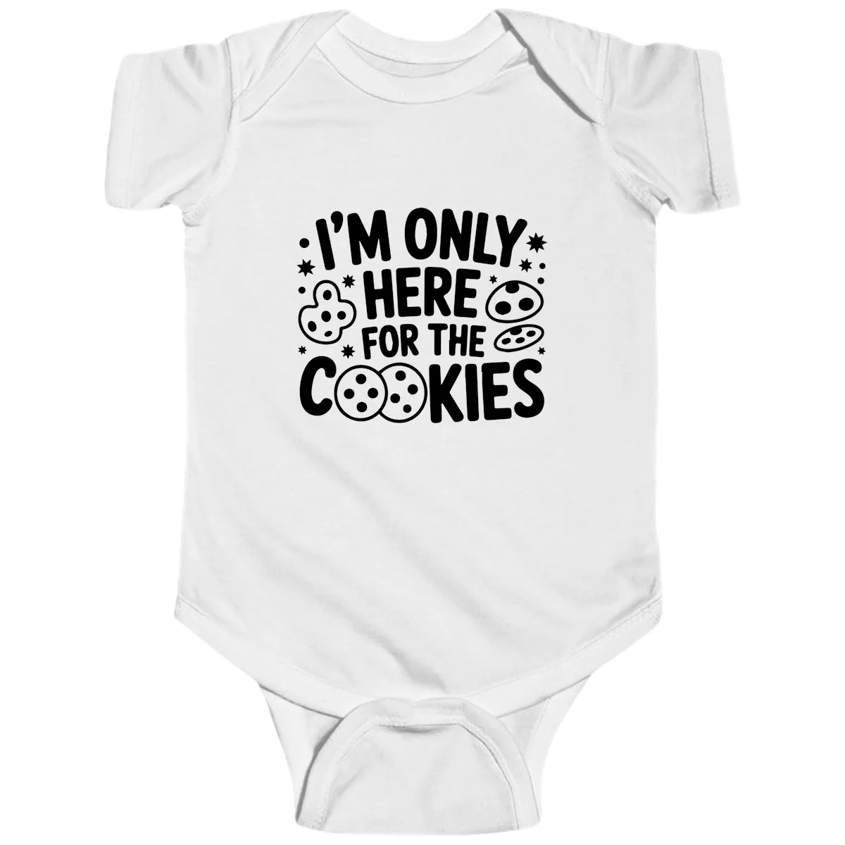I'm Only Here For The Cookies Baby Onesie in White