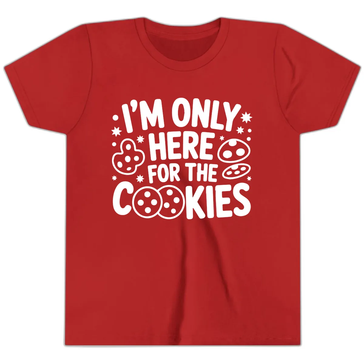 I'm Only Here For The Cookies Youth T-Shirt in Red