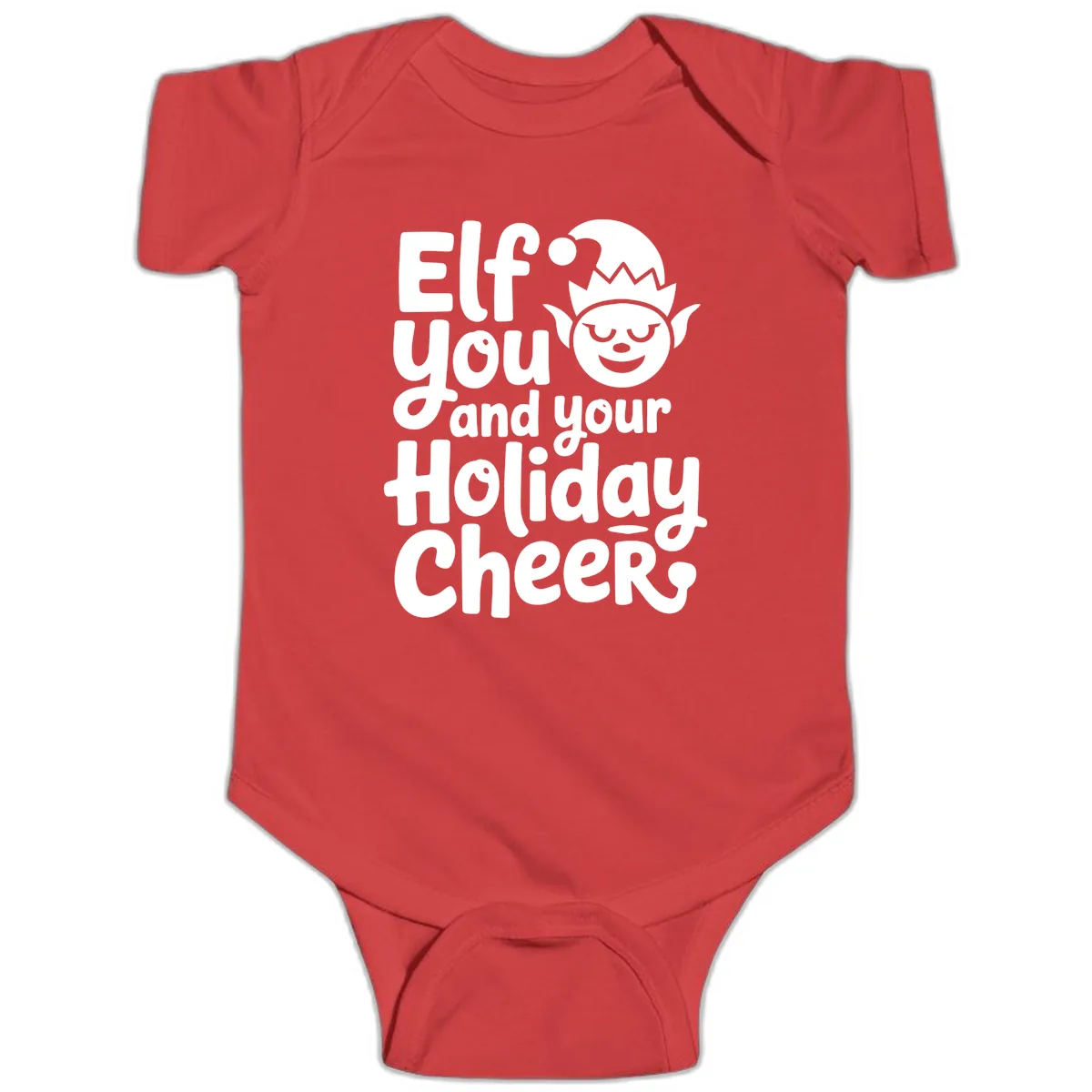 Elf You And Your Holiday Cheers Baby Onesie in Red