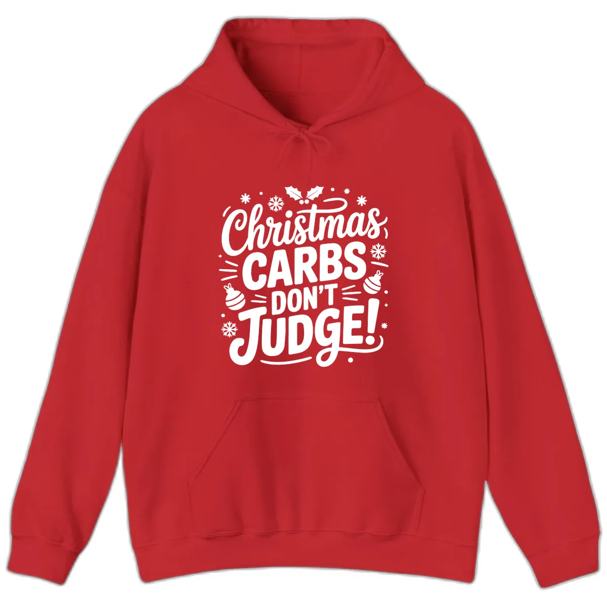 Christmas Carbs Don't Judge Hoodie in Red