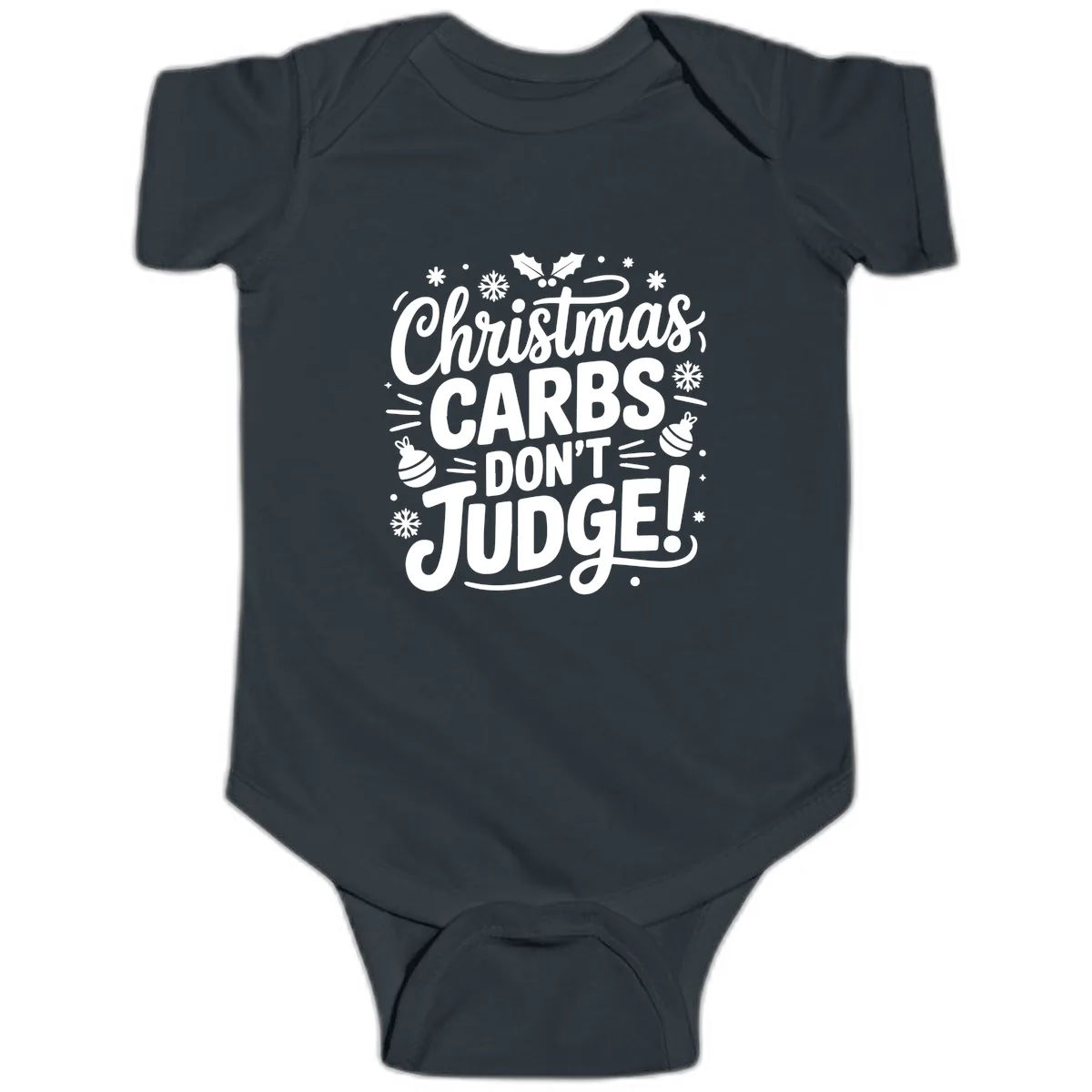 Christmas Carbs Don't Judge Baby Onesie in Black