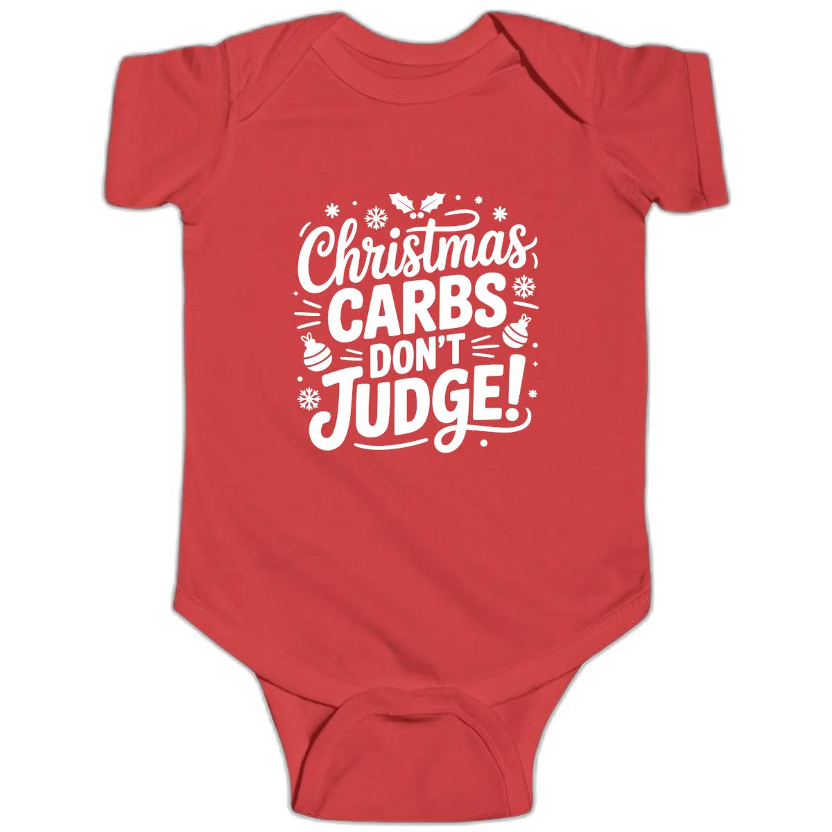 Christmas Carbs Don't Judge Baby Onesie in Red
