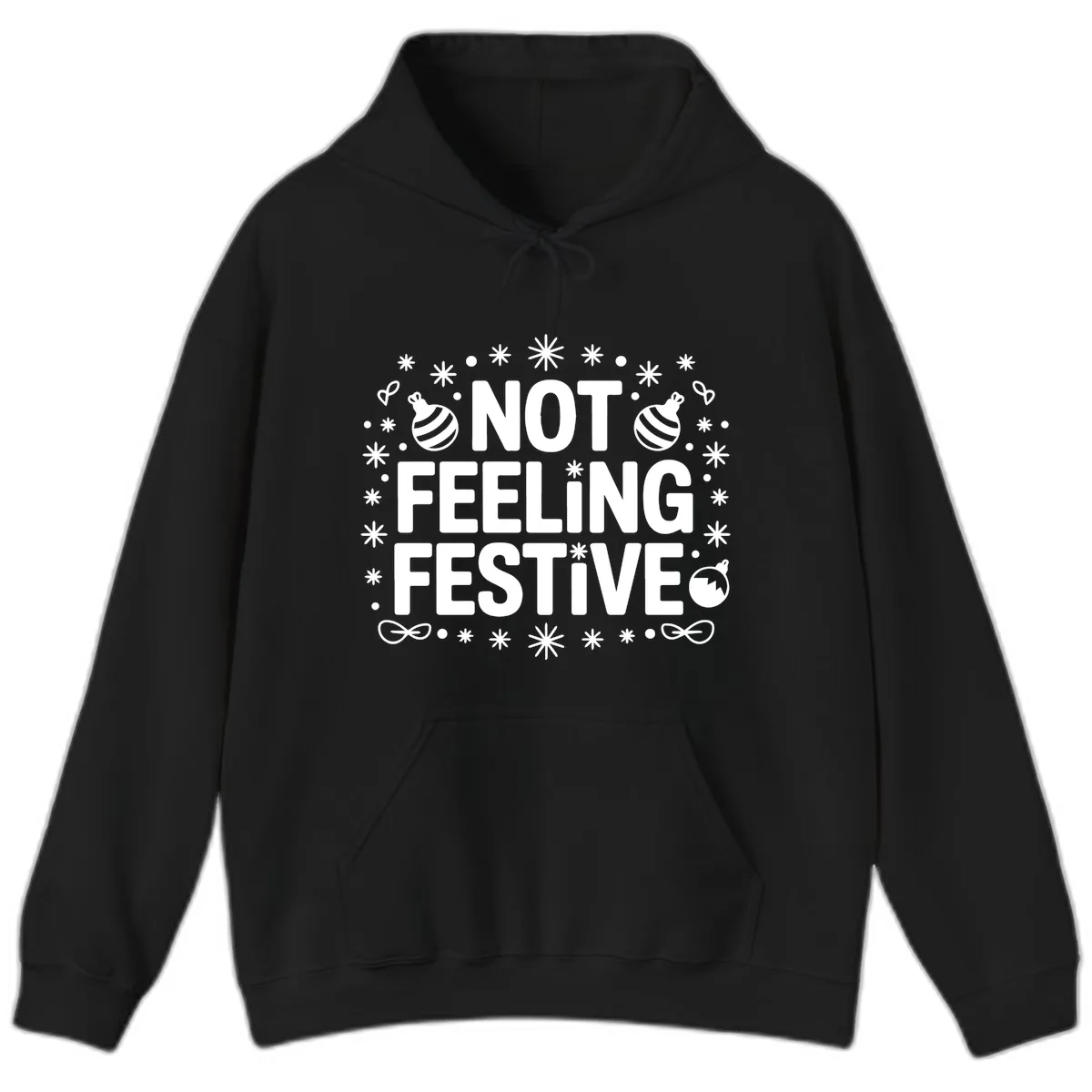 Not Feeling Festive Typography Hoodie in Black