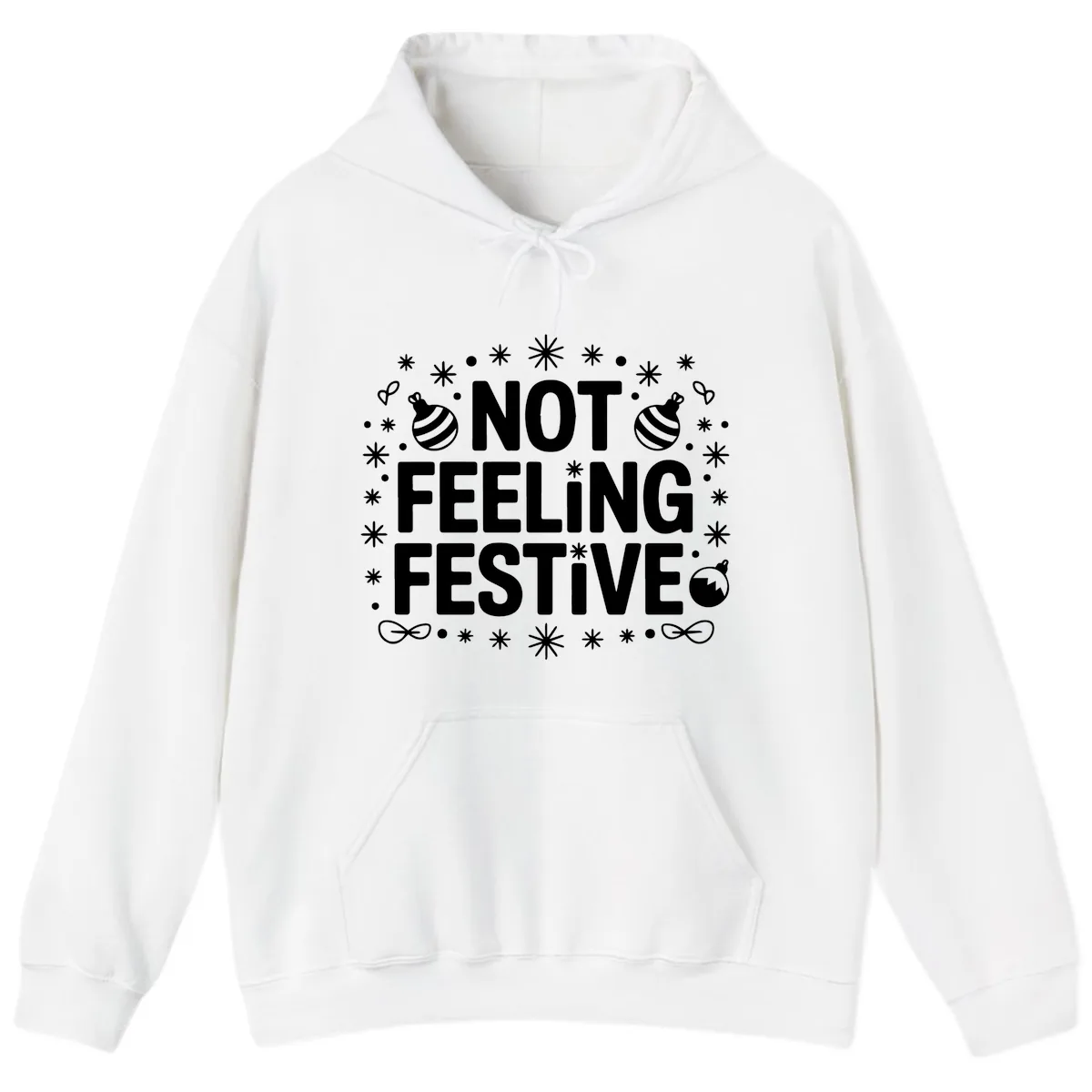 Not Feeling Festive Typography Hoodie in White