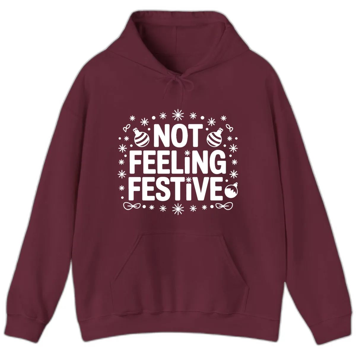 Not Feeling Festive Typography Hoodie in Maroon