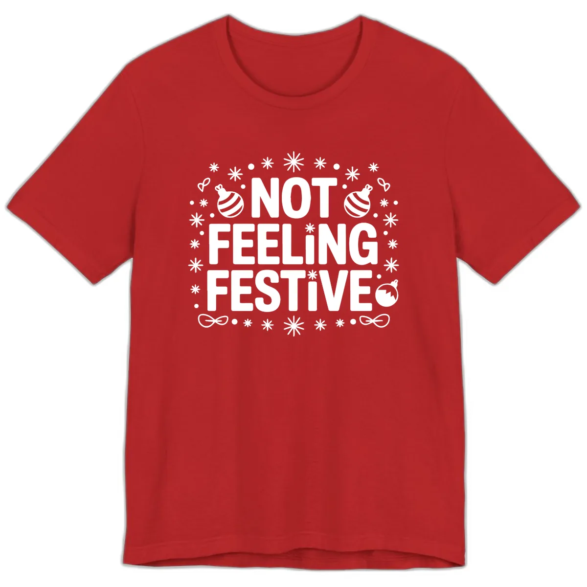 Not Feeling Festive Typography Premium T-Shirt in Red