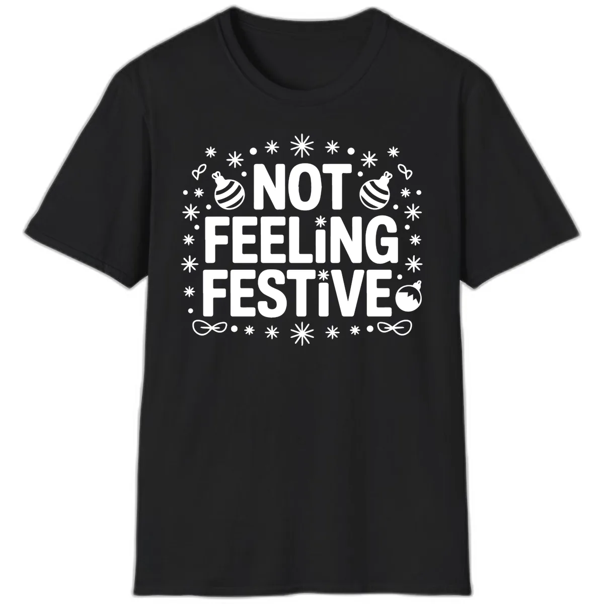 Not Feeling Festive Typography T-Shirt in Black