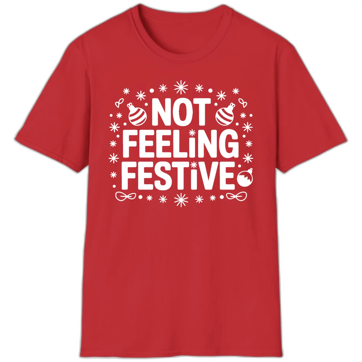 Not Feeling Festive Typography T-Shirt in Red