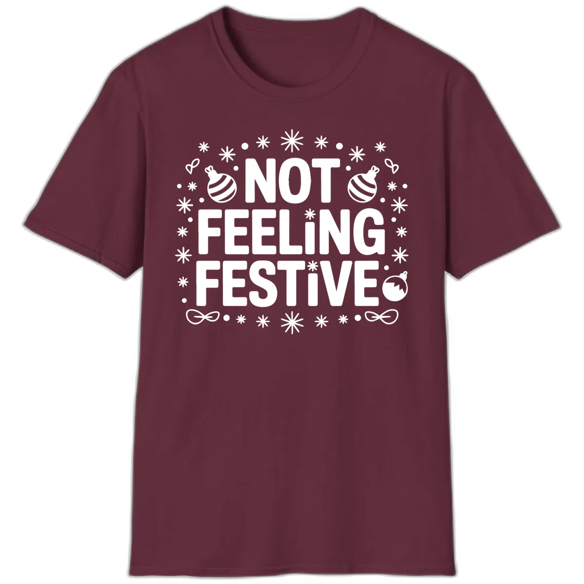 Not Feeling Festive Typography T-Shirt in Maroon