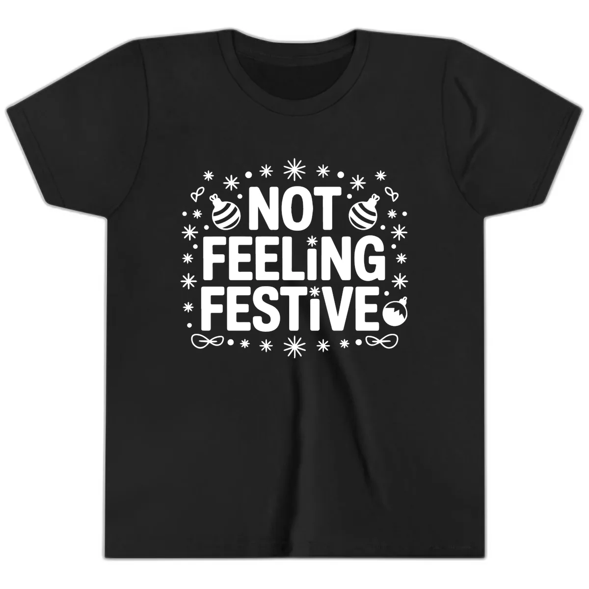 Not Feeling Festive Typography Youth T-Shirt in Black