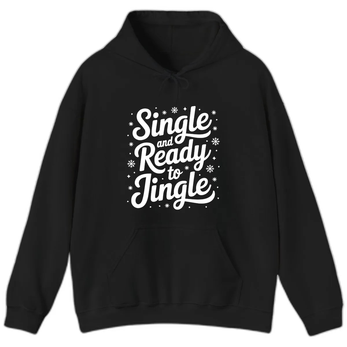 Single And Ready To Jingle Typography Hoodie in Black