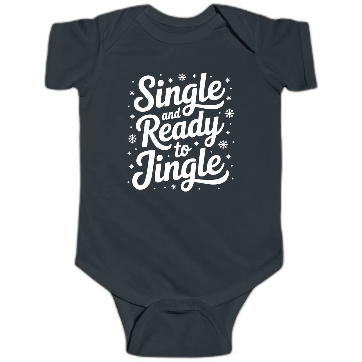 Single And Ready To Jingle Typography Baby Onesie in Black