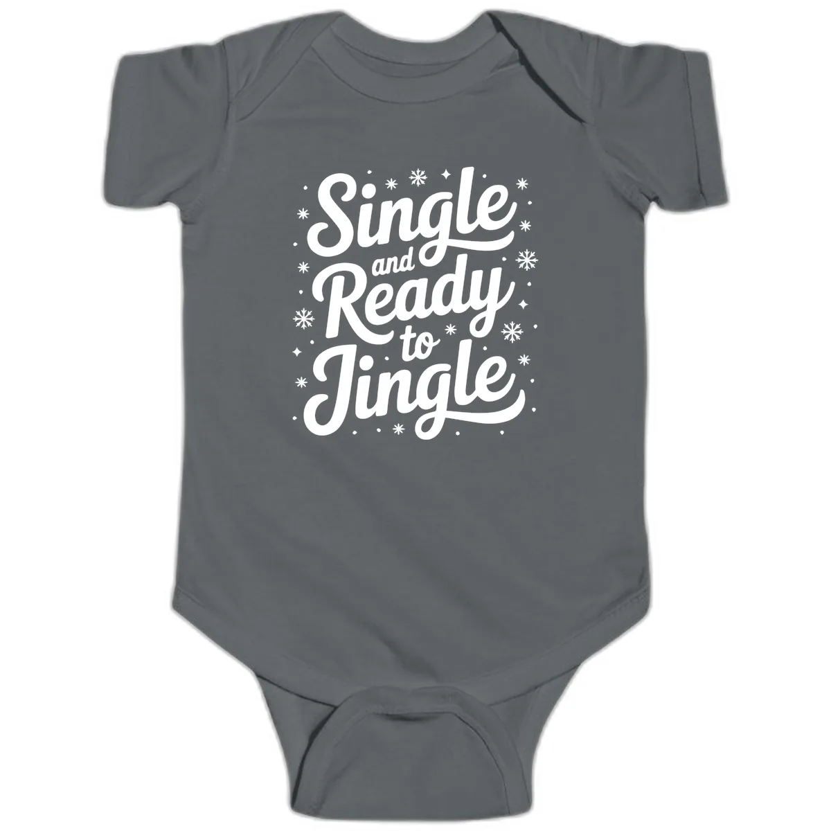 Single And Ready To Jingle Typography Baby Onesie in Charcoal