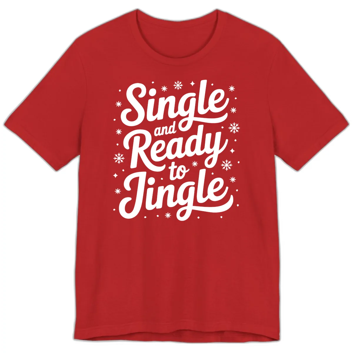 Single And Ready To Jingle Typography Premium T-Shirt in Red