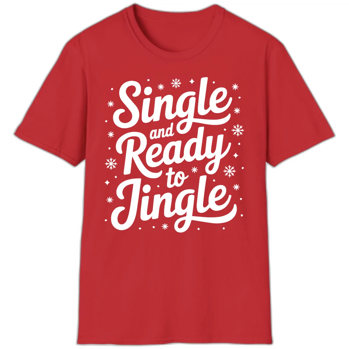 Single And Ready To Jingle Typography T-Shirt in Red