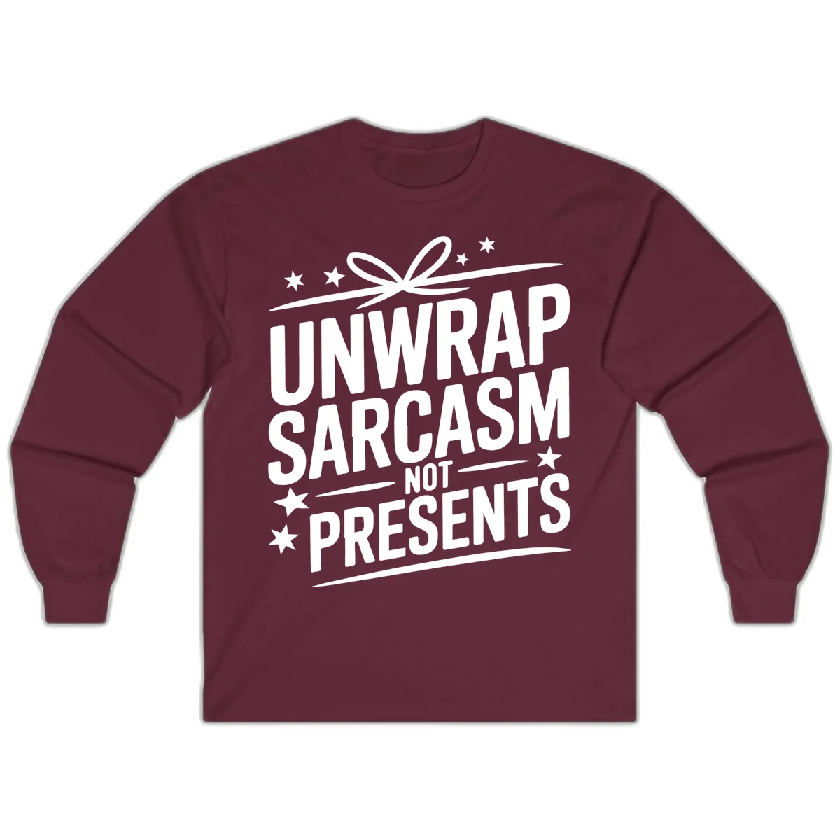 Unwrap Sarcasm Not Presents Long Sleeve in Maroon