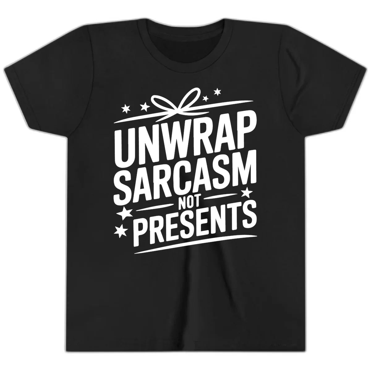 Unwrap Sarcasm Not Presents Youth T-Shirt in Black
