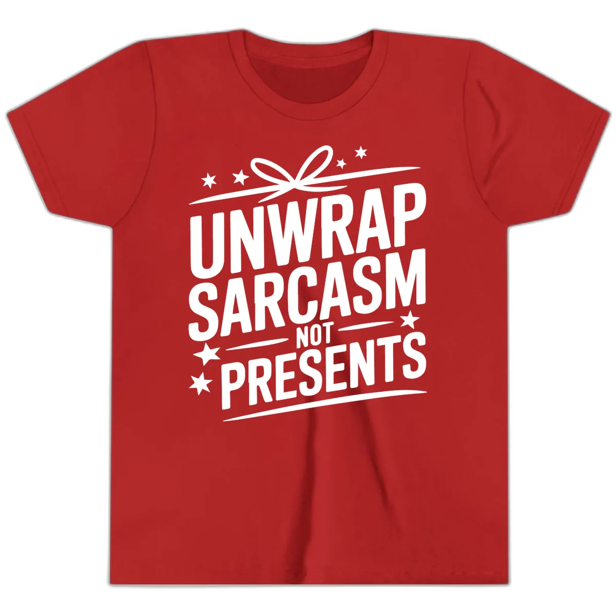 Unwrap Sarcasm Not Presents Youth T-Shirt in Red