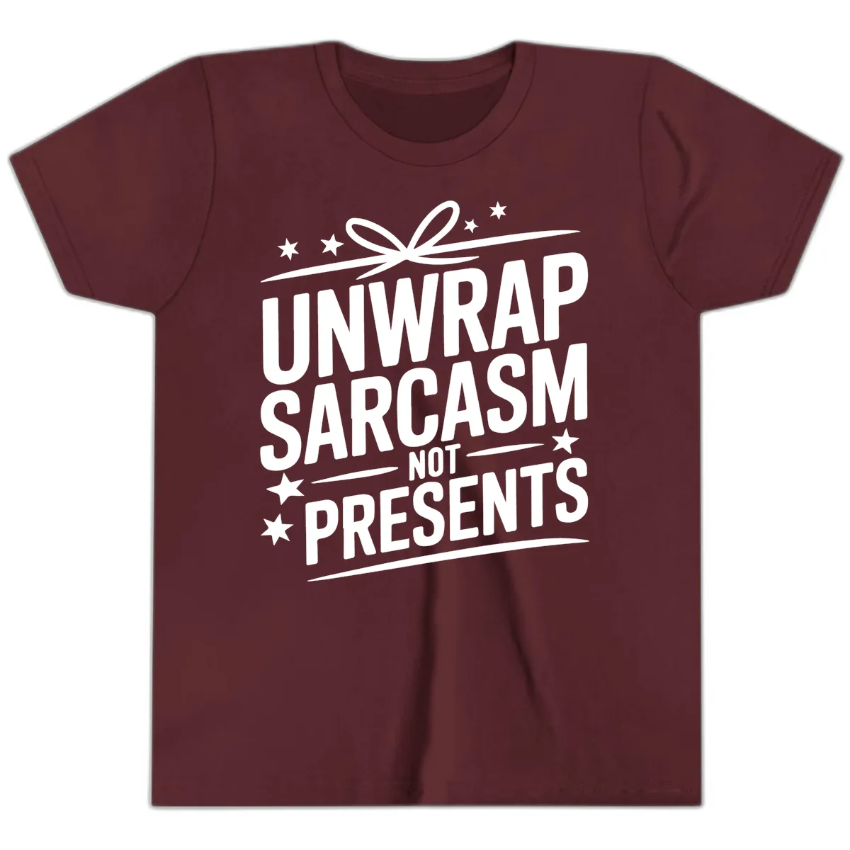 Unwrap Sarcasm Not Presents Youth T-Shirt in Maroon