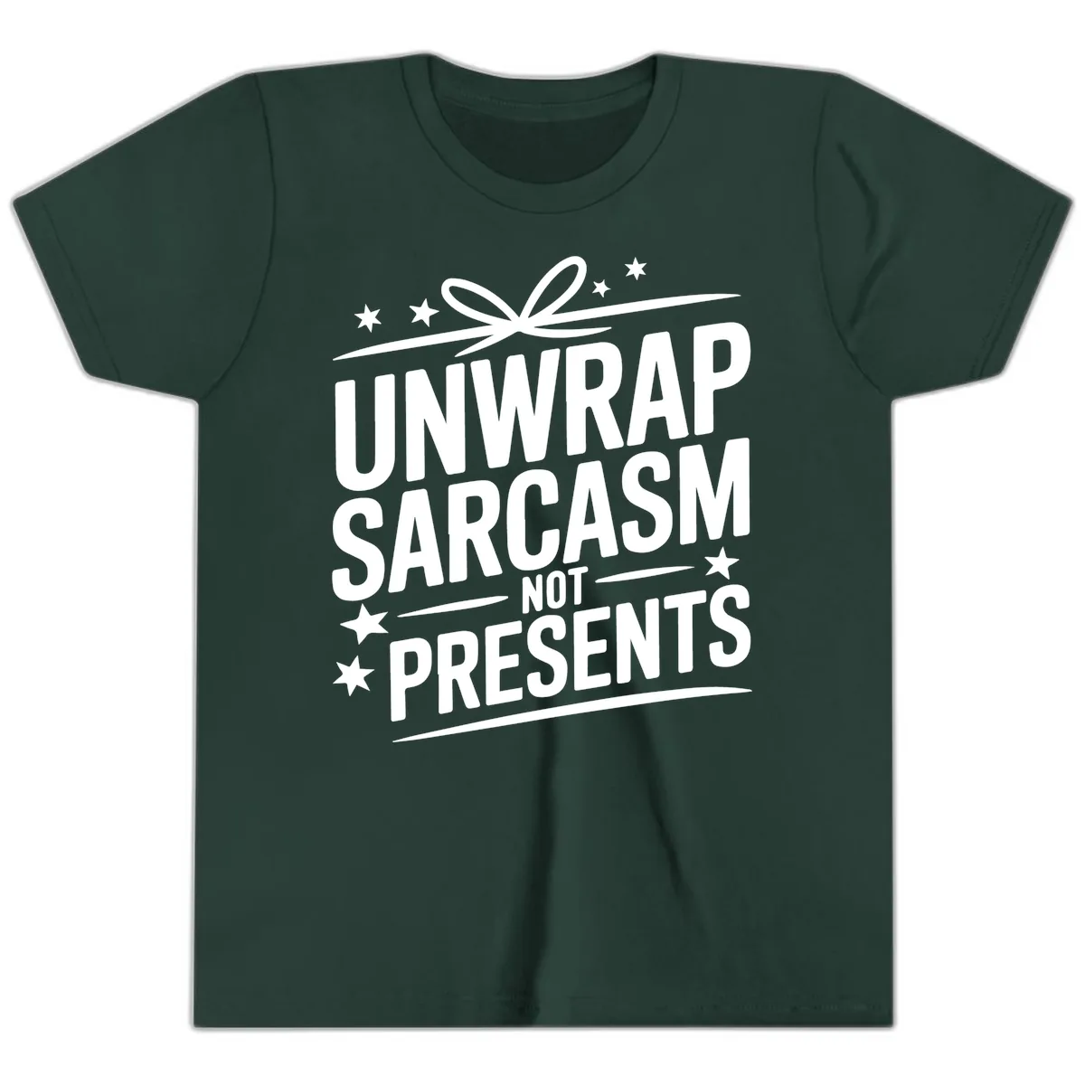 Unwrap Sarcasm Not Presents Youth T-Shirt in Forest