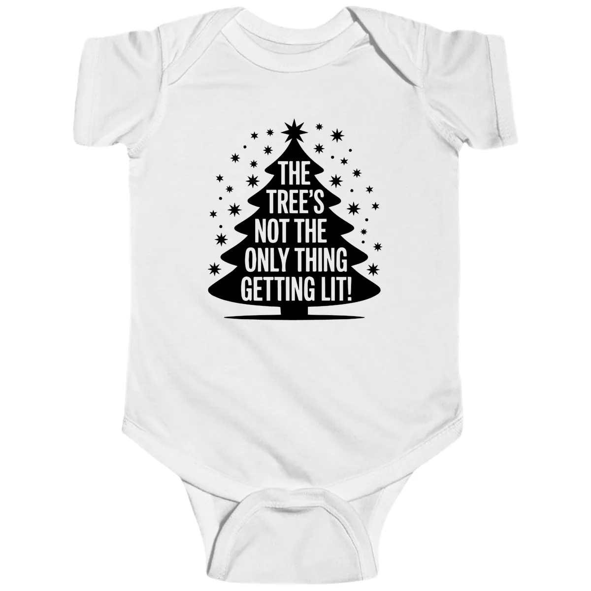 The Tree's Not The Only Thing Getting Lit Baby Onesie in White