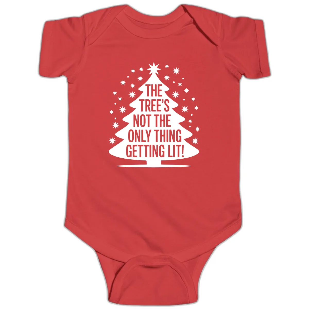 The Tree's Not The Only Thing Getting Lit Baby Onesie in Red