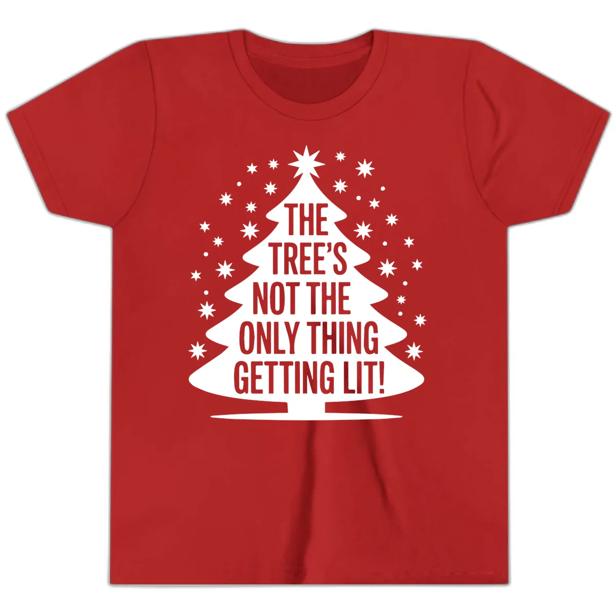 The Tree's Not The Only Thing Getting Lit Youth T-Shirt in Red