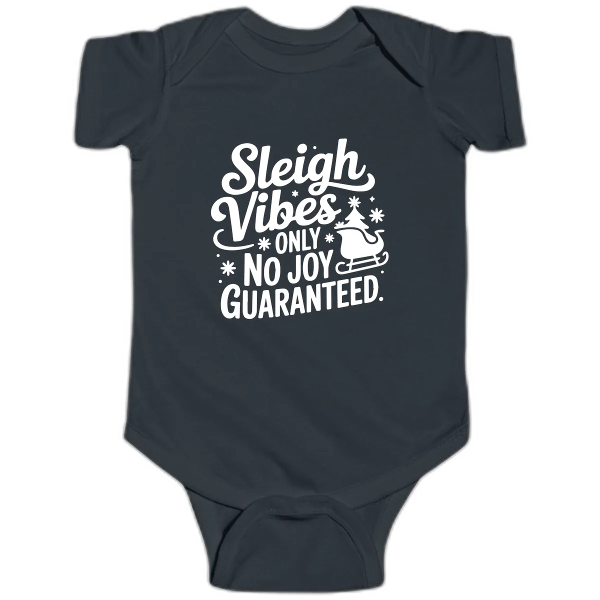 Christmas Vibes No Joy Guaranteed Baby Onesie in Black