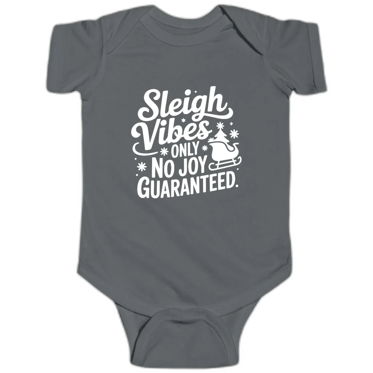 Christmas Vibes No Joy Guaranteed Baby Onesie in Charcoal
