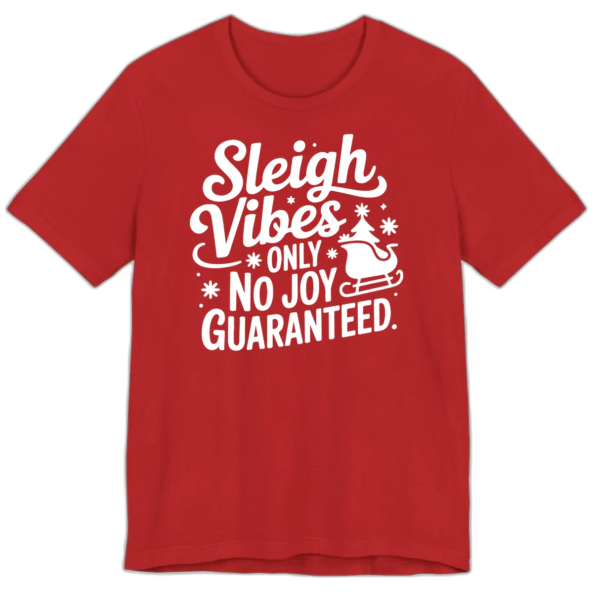 Christmas Vibes No Joy Guaranteed Premium T-Shirt in Red