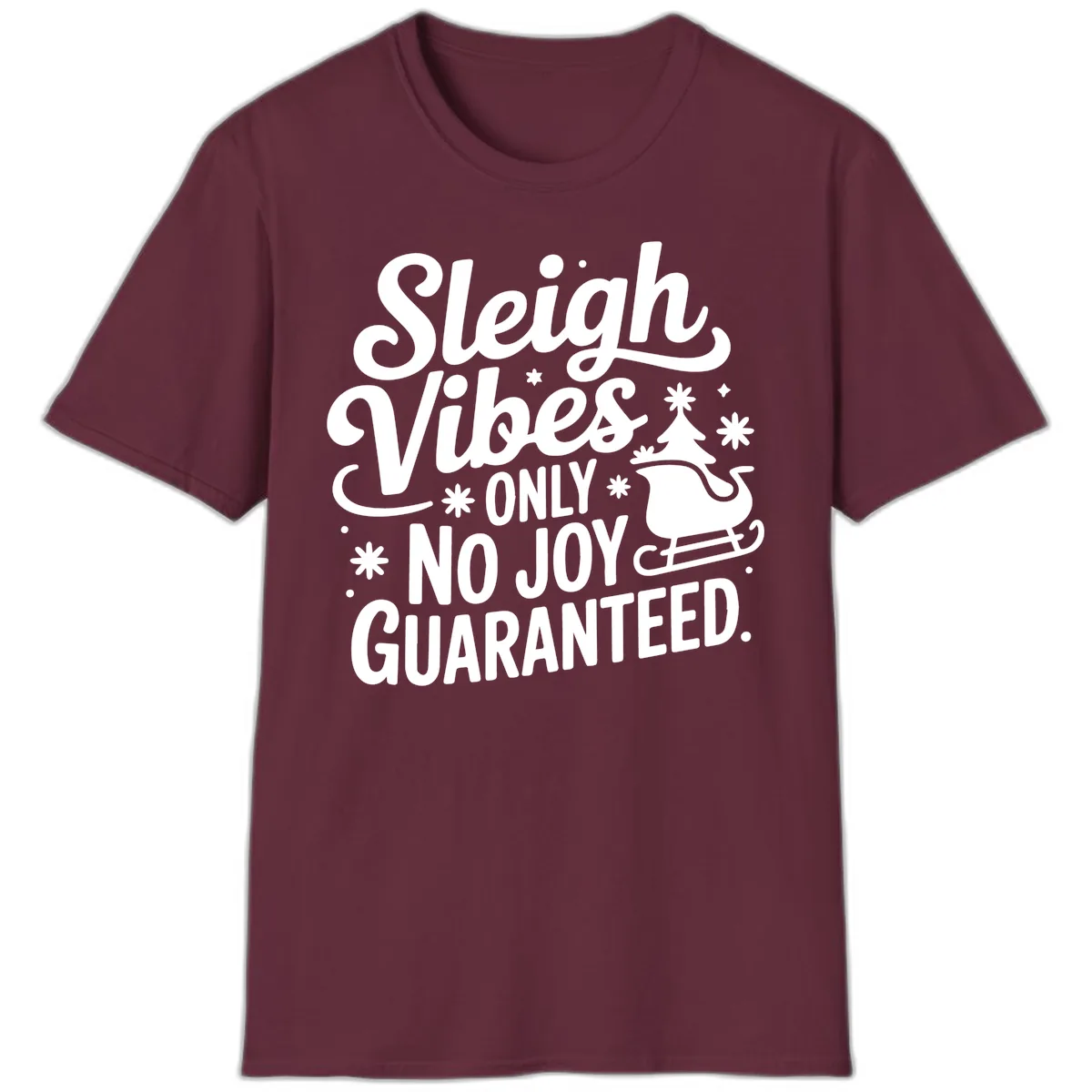 Christmas Vibes No Joy Guaranteed T-Shirt in Maroon
