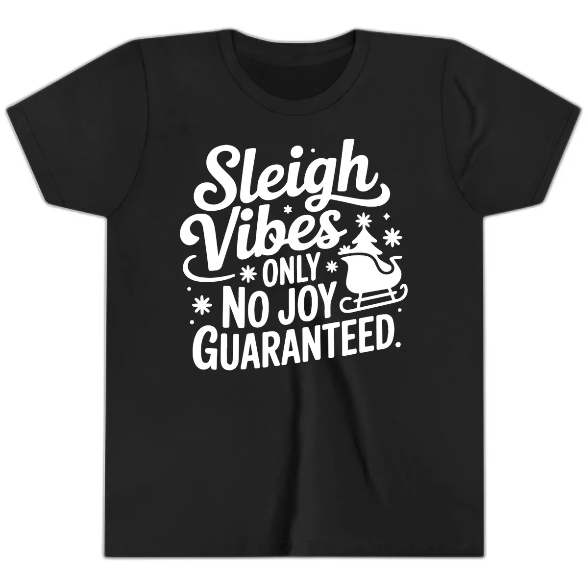 Christmas Vibes No Joy Guaranteed Youth T-Shirt in Black