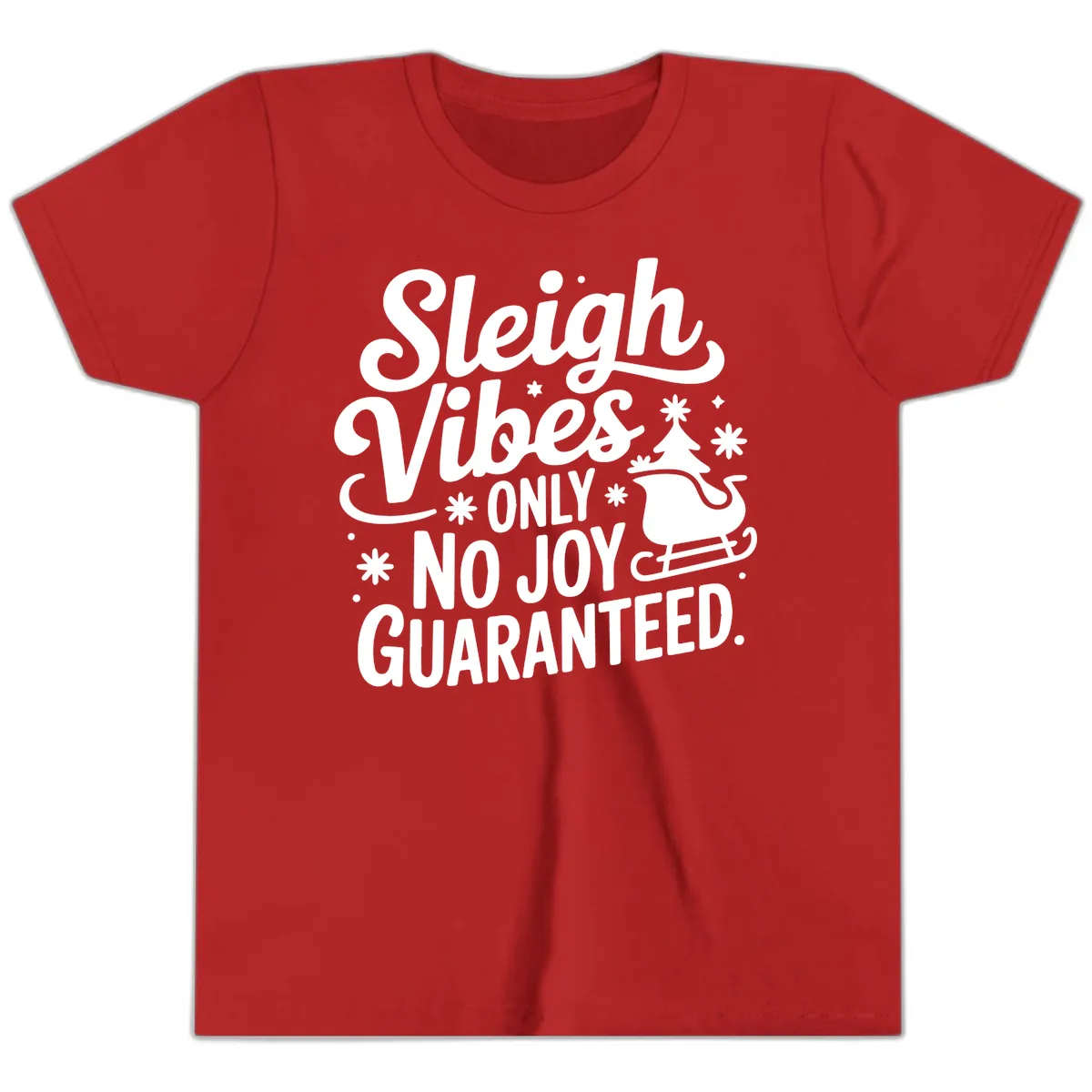 Christmas Vibes No Joy Guaranteed Youth T-Shirt in Red